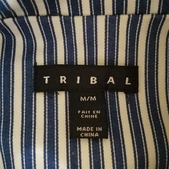 Tribal Blue and White Stripe Jacket w/Roll up Sleeves Size Medium - Picture 3 of 12